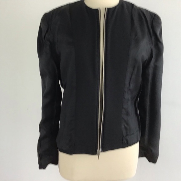 Rena Rowan for Saville zip front collarless tailored lined blazer Sz 12 VTG EUC - Picture 7 of 10